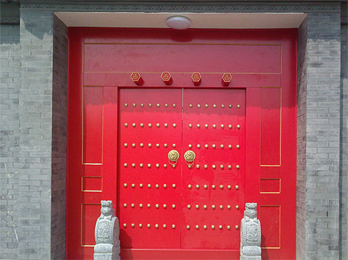 天长中国传统四合院系列朱红色中式木制大门木作